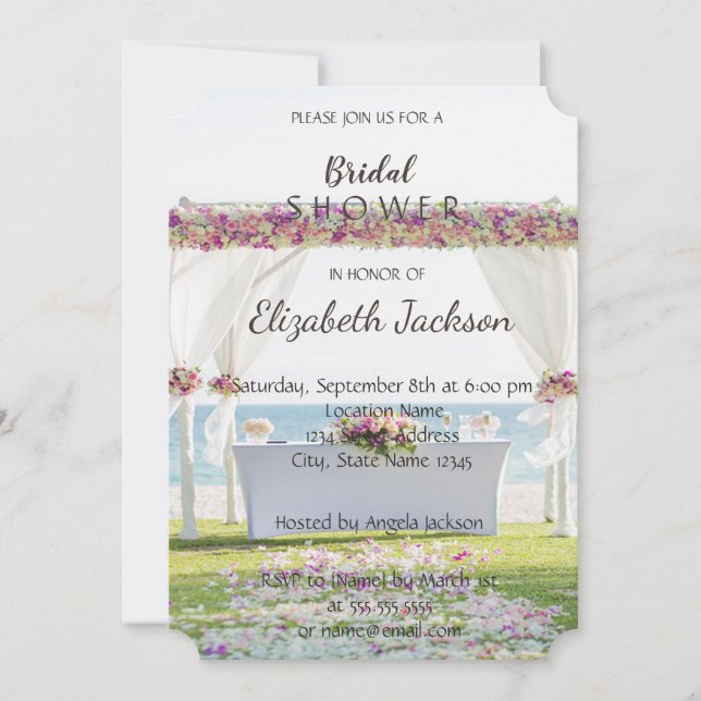 Beach Wedding Flowers  Bridal Shower Invitation (Front)
