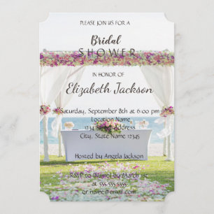 Beach Wedding Flowers Bridal Shower Invitation