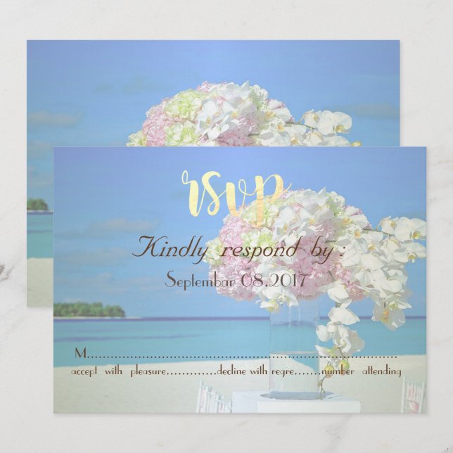 Beach Wedding Flowers  RSVP Invitation (Front/Back)