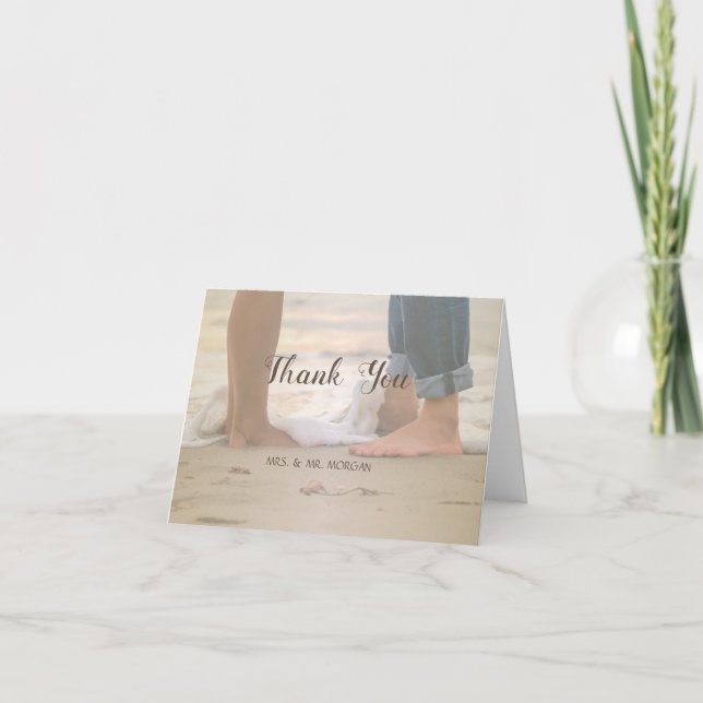 Beach  Wedding,Foots Thank You Card (Front)