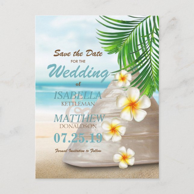 Beach Wedding for the Mr & Mrs Save the Date Announcement Postcard (Front)