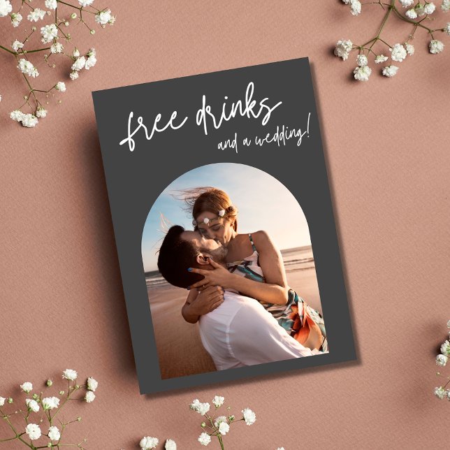 Beach Wedding Free Drinks Arch Photo Save the Date Announcement (Creator Uploaded)