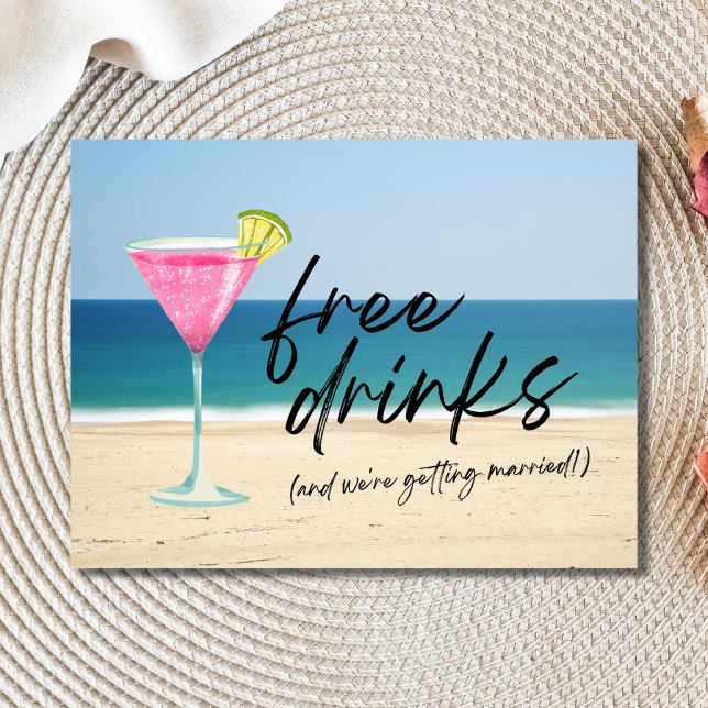 Beach Wedding Free Drinks Funny Save the Date Announcement Postcard (Creator Uploaded)