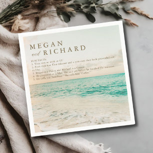 Beach Wedding Fun Facts About the Couple Napkin