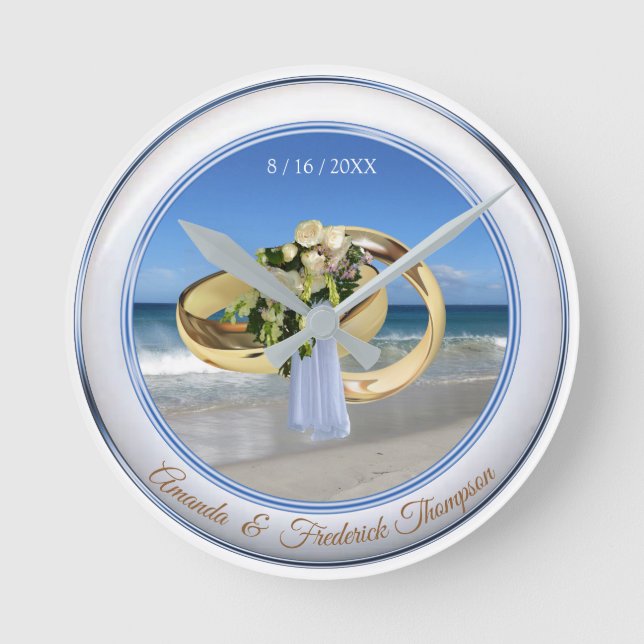 Beach Wedding  Gift Clock (Front)