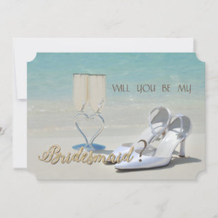 Beach Wedding,Glass,High Heels Bridesmaid Card
