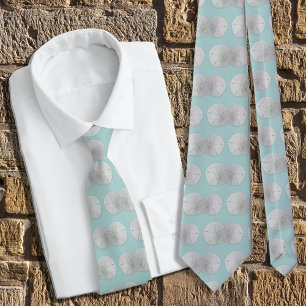 Beach Wedding Grooms Sand Dollar Blue Tie