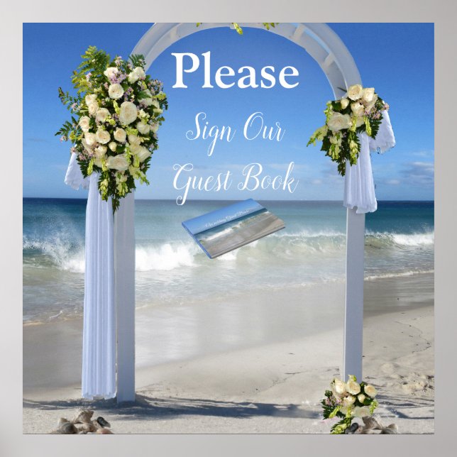 Beach Wedding Guest Book Sign (Front)