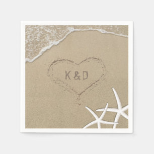 Beach Wedding Heart in the Sand Starfish Napkin
