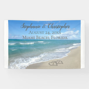 Beach Wedding Hearts in the Sand Elegant Banner