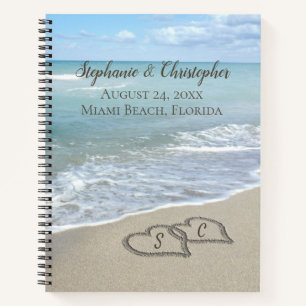 Beach Wedding Hearts in the Sand Elegant Notebook