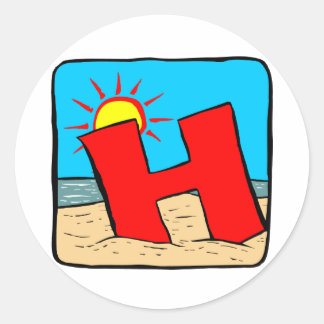 Beach Wedding Ideas Letter H Classic Round Sticker