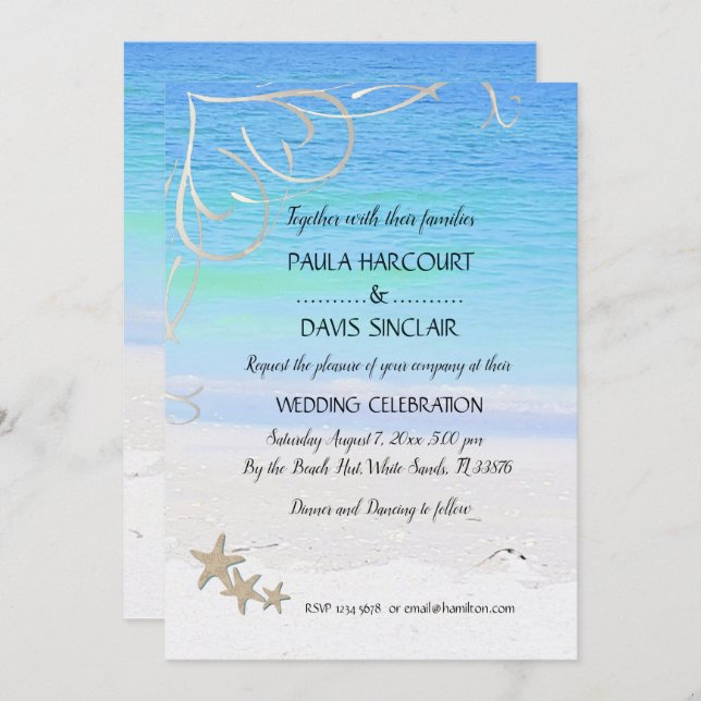 Beach Wedding Invitation (Front/Back)