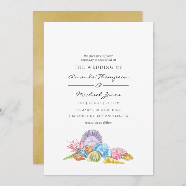 Beach Wedding Invitation (Front/Back)
