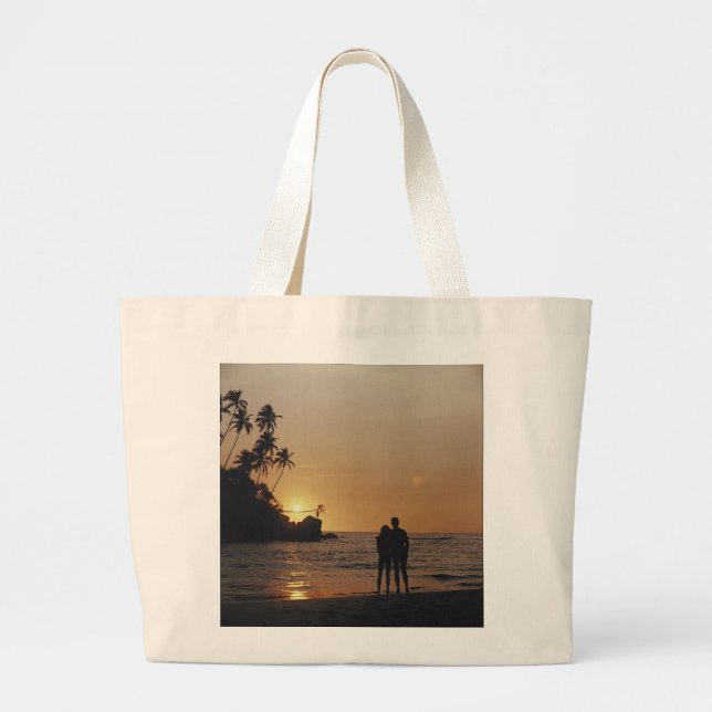 Beach Wedding Invitation Large Tote Bag (Front)