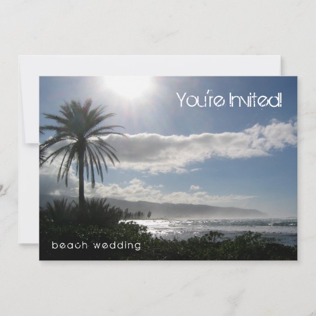Beach Wedding Invitation Palm Tree (Front)