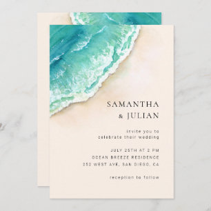 Beach Wedding Invitation, Sea Ocean Wedding Invitation