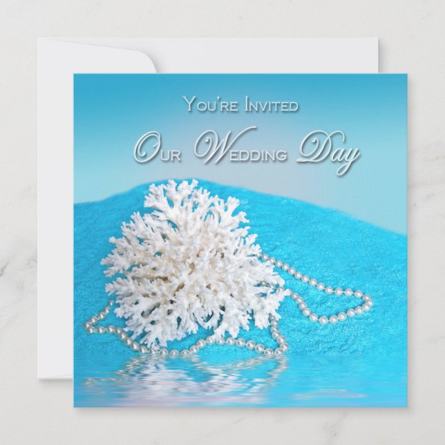 Beach Wedding Invitation -SEA SHELL/BEACH (Front)