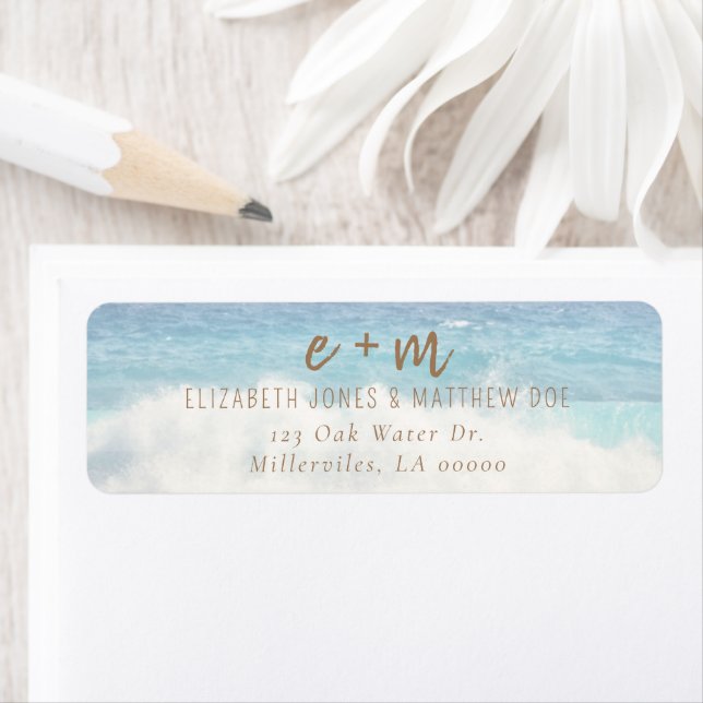 Beach Wedding Invitation Seaside/Oceanside Wedding Return Address Label (Insitu)