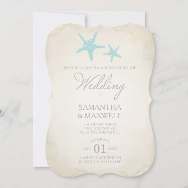 Beach Wedding Invitation - Starfish (Front)