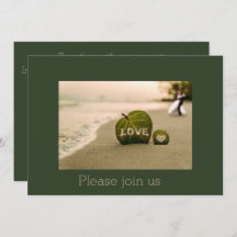 Beach wedding invitation with love