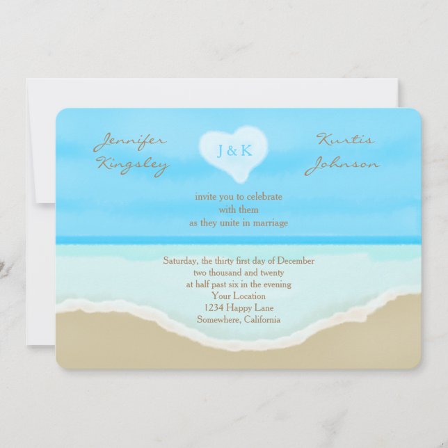 Beach Wedding Invitations Watercolor (Front)