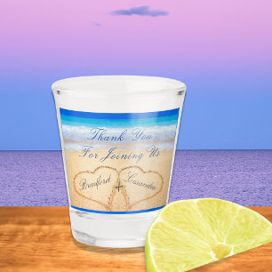 Beach Wedding Keepsake Hearts in Sand Shot Glass