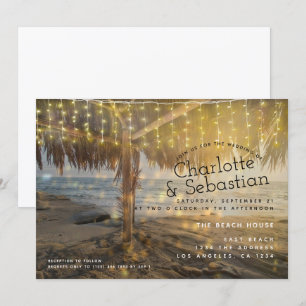Beach Wedding Light String Personalised Invitation