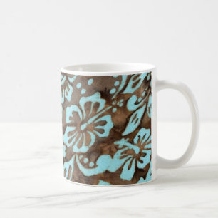 Beach Wedding Luau Hibiscus Mug Blue Brown