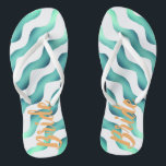 Beach Wedding Marine Bride Summer Flip Flops<br><div class="desc">Wedding flip flops for the summer wedding or beach wedding for the bride. Abstract turquoise waves on a white background with bride typography. A modern and trendy marine flip flop with simple abstract blue waves. Great for your summer beach wedding. You can change or erase the text.</div>