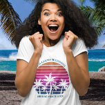 Beach Wedding Matching Bridal Party Bridesmaid T-Shirt<br><div class="desc">Cool matching beach t-shirts for your bridal party to wear to a bachelorette party for an island destination wedding. Features beautiful palm trees in front of a pretty pink beach sunset. Perfect tropical custom tees for your summer trip to the sea.</div>