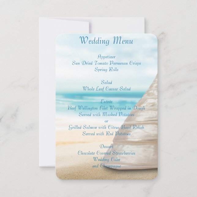 Beach Wedding Menu Custom Invitations (Front)