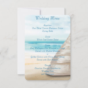 Beach Wedding Menu Custom Invitations