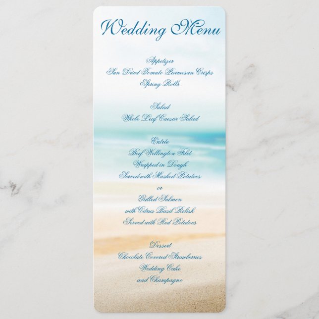 Beach Wedding Menu Custom Invitations (Front)