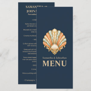 Beach wedding menu luxury clam shell