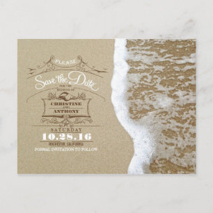 Beach wedding modern save the date postcards