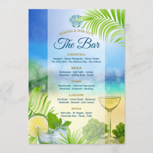 Beach Wedding Mojito Wine Grapes Palm Open Bar Menu