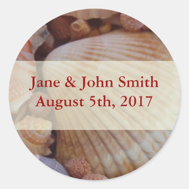 Beach Wedding Multicolored Seashell Stickers (Front)