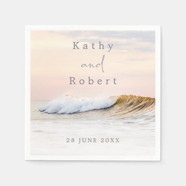BEACH WEDDING NAPKINS | OCEAN SUNSET (Front)