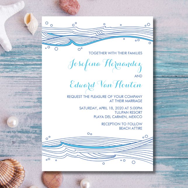 Beach Wedding Ocean Waves Invitations (Creator Uploaded)