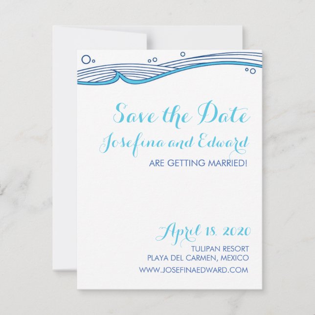 Beach Wedding Ocean Waves Save the Date Invitation (Front)