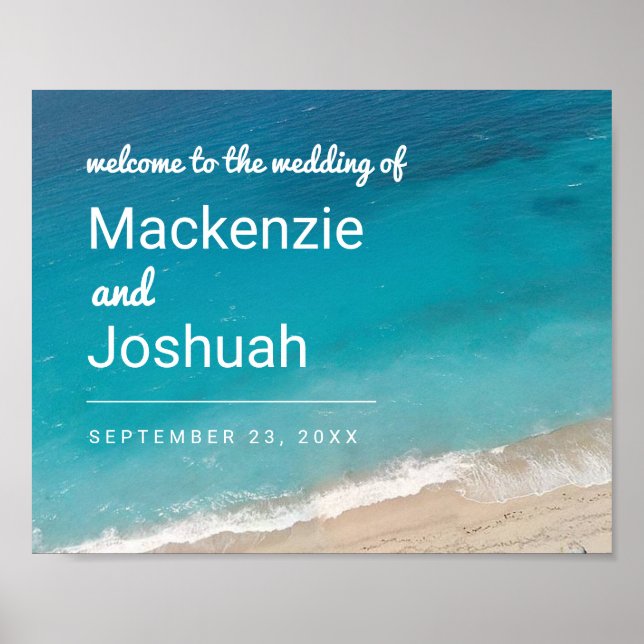 Beach Wedding Ocean Waves Welcome Poster (Front)