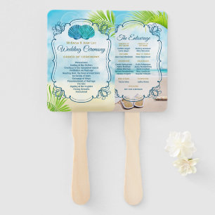 Beach Wedding Order of Ceremony Entourage Palm Hand Fan