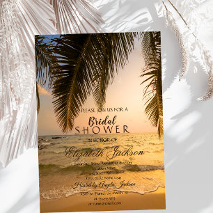 Beach Wedding,Palm Sunset Bridal Shower Invitation
