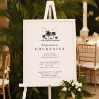 Beach Wedding Palm Tree Signature Drink Sign