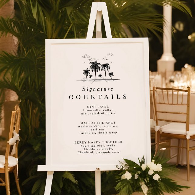 Beach Wedding Palm Tree Signature Drink Sign (Creator Uploaded)