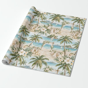 Beach Wedding Palm Trees Turquoise Ocean Wrapping Paper