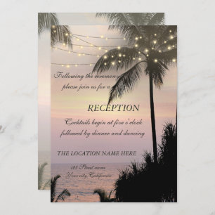 Beach Wedding Palms Sunset Reception Invitation