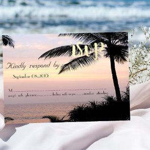 Beach Wedding Palms Sunset RSVP Invitation