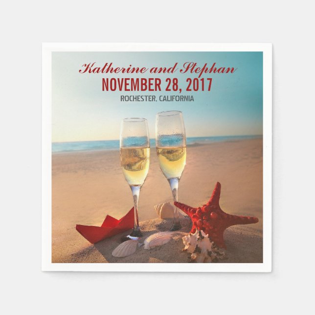 beach wedding paper napkins (Front)